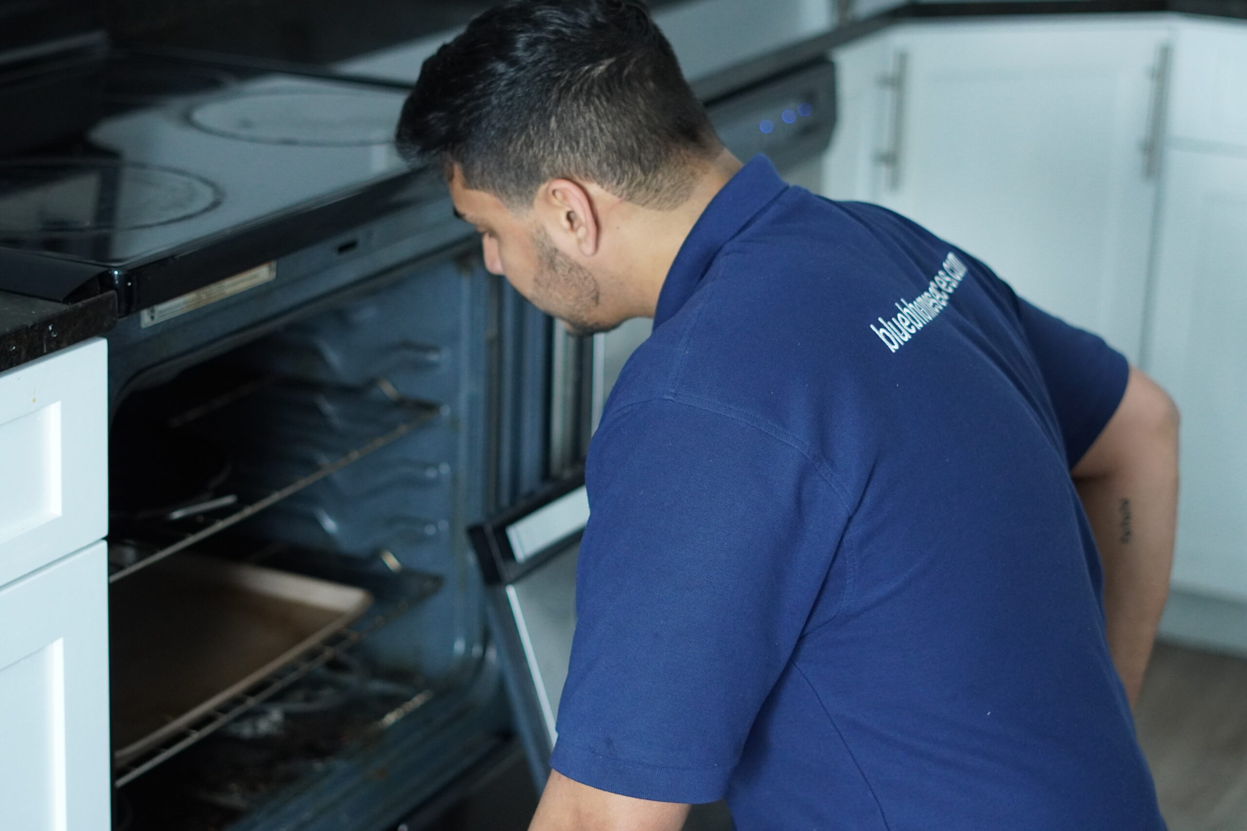 Close-up of a failed electric bake element with visible breaks.